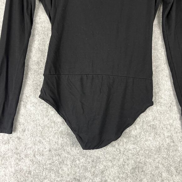 J Crew Bodysuit Womens XS Black Surplice Wrap Long Sleeve Modal Blend Stretchy - Picture 10 of 13